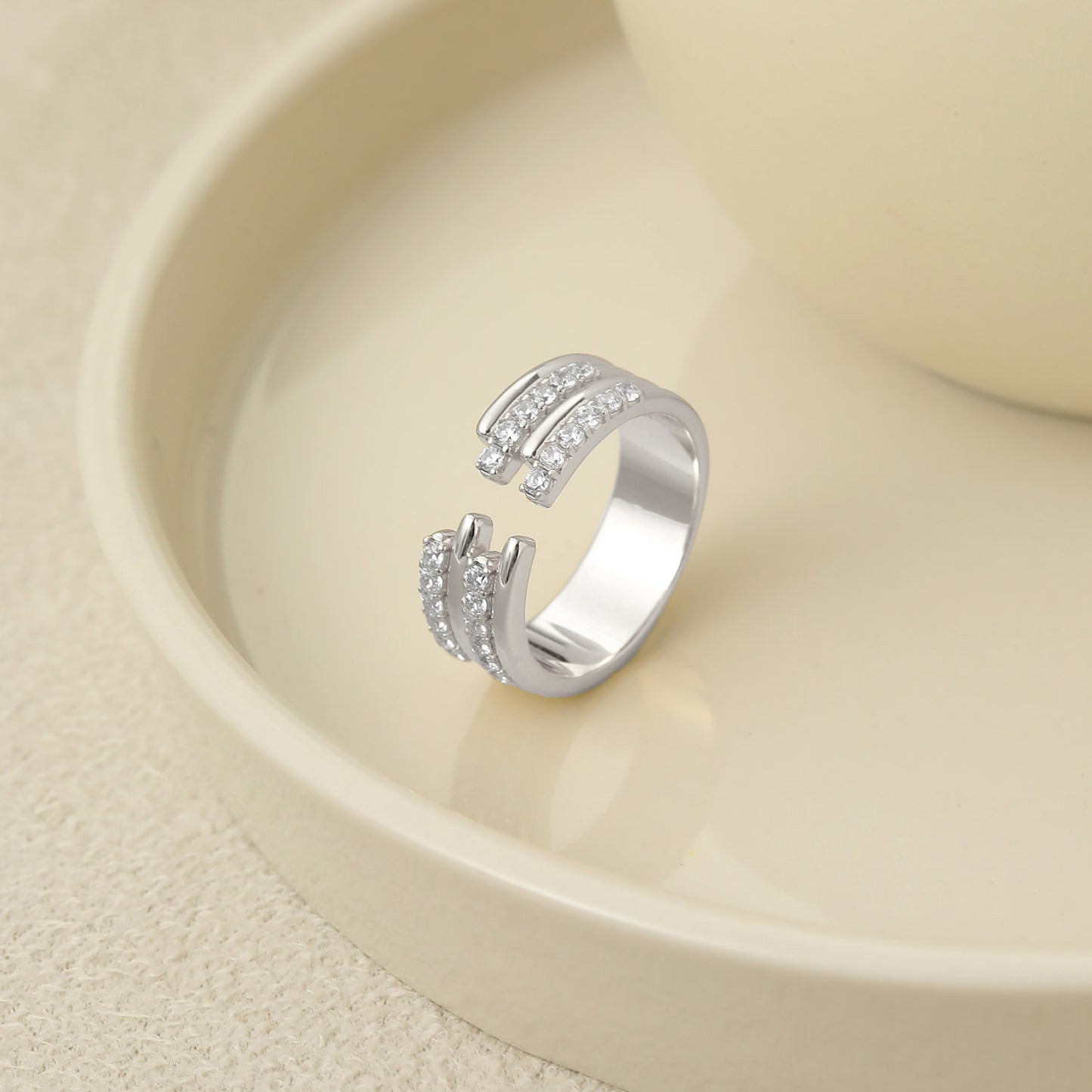 Stunning CZ Jagged 925 Sterling Silver Adjustable Ring