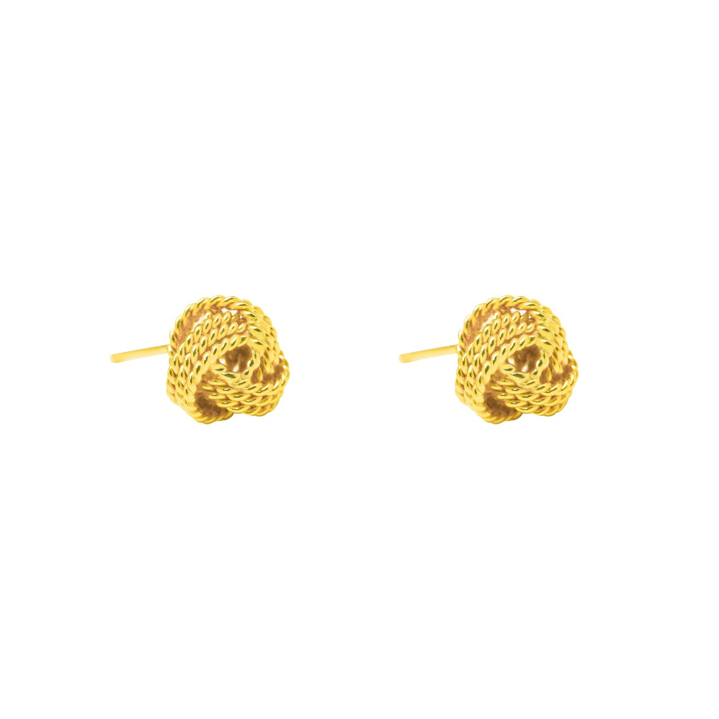 Stylish Knot Stud Earrings - 925 Sterling Silver, 18k Gold plated