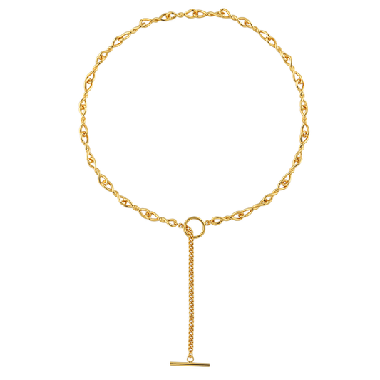 Bella - Hollow Twisted T-Bar Necklace
