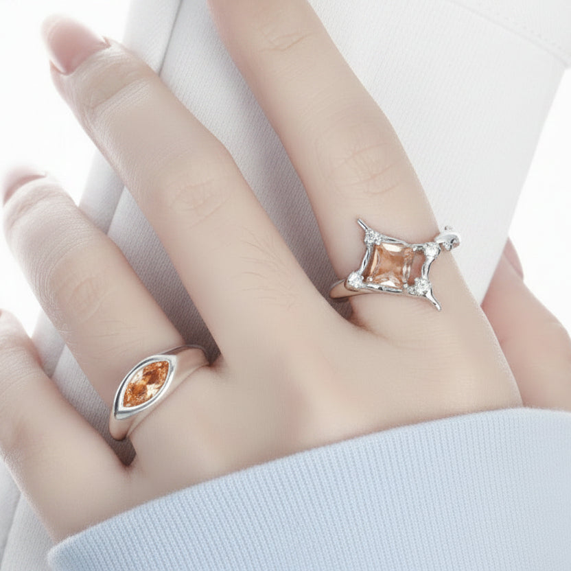 Fashion Shining Radiant CZ Star 925 Sterling Silver Adjustable Ring